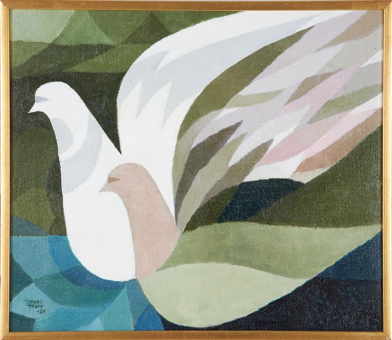 Mid-Century Doves by Jerry Roupe, Dated 1983